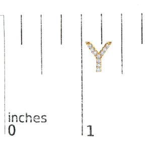 10K Yellow Gold 1/10 Cttw Diamond Initial “A” to "Z" Stud Earring