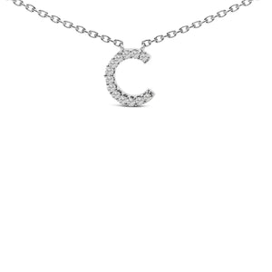 10K White Gold Diamond Accent "A-Z" Block Initial Pendant Necklace