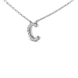 10K White Gold Diamond Accent "A-Z" Block Initial Pendant Necklace