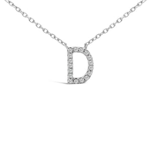 10K White Gold Diamond Accent "A-Z" Block Initial Pendant Necklace