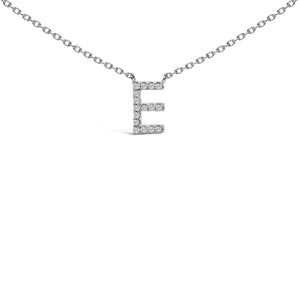 10K White Gold Diamond Accent "A-Z" Block Initial Pendant Necklace
