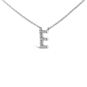 10K White Gold Diamond Accent "A-Z" Block Initial Pendant Necklace