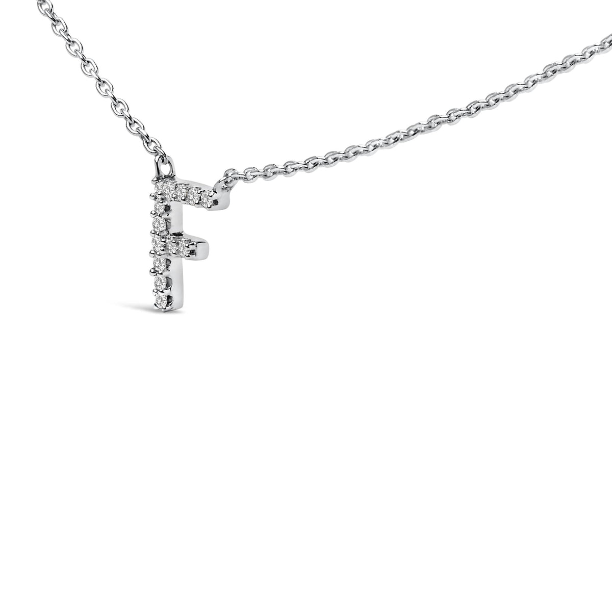 10K White Gold Diamond Accent "A-Z" Block Initial Pendant Necklace