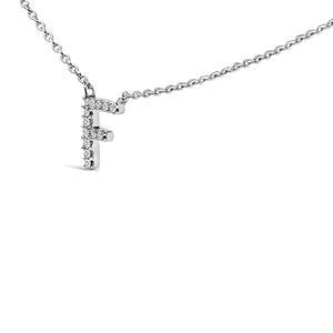10K White Gold Diamond Accent "A-Z" Block Initial Pendant Necklace