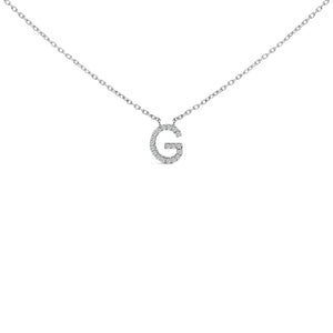 10K White Gold Diamond Accent "A" Block Initial Pendant Necklace
