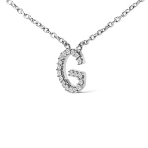 10K White Gold Diamond Accent "A-Z" Block Initial Pendant Necklace