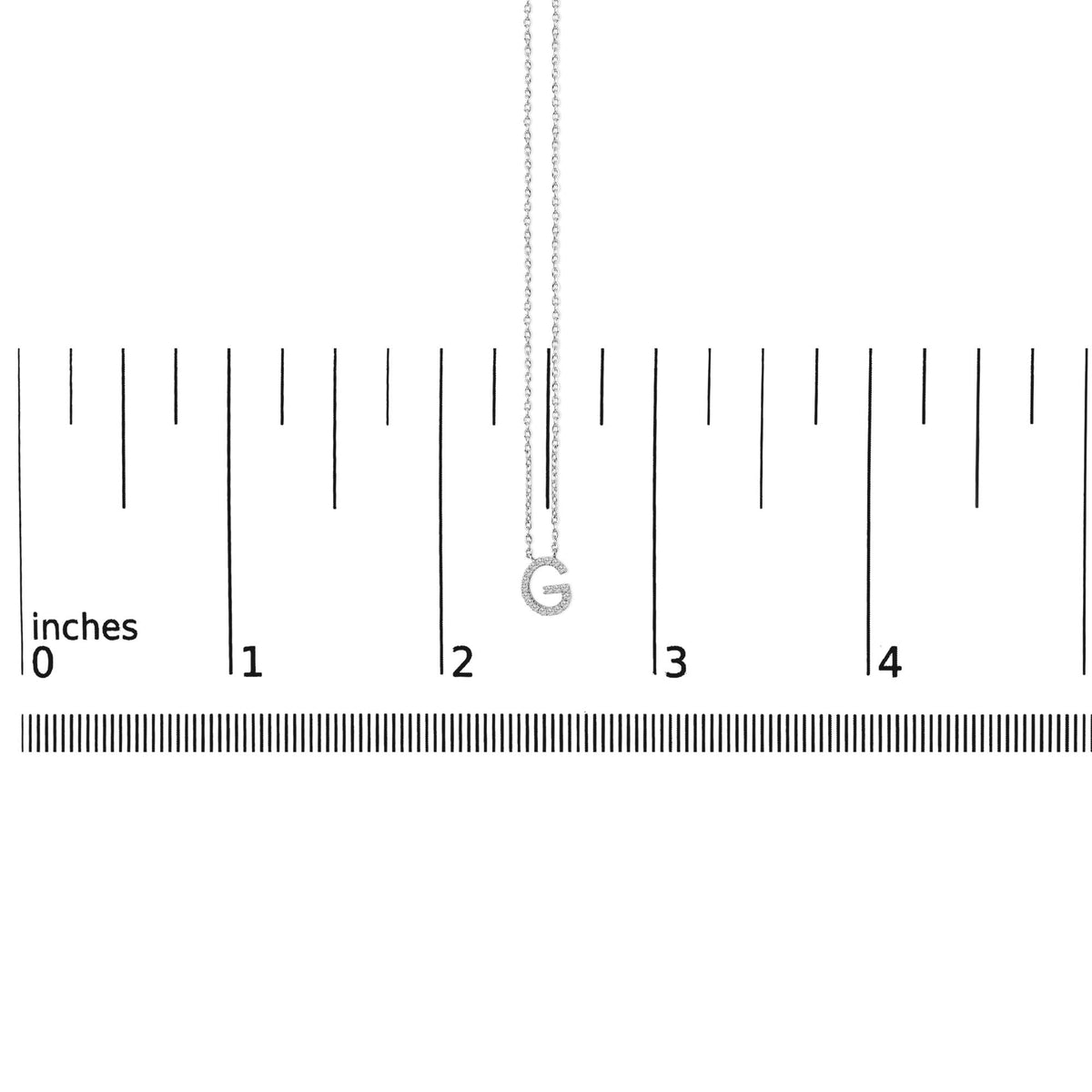 10K White Gold Diamond Accent "A-Z" Block Initial Pendant Necklace