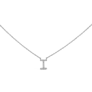 10K White Gold Diamond Accent "A" Block Initial Pendant Necklace