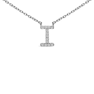 10K White Gold Diamond Accent "A-Z" Block Initial Pendant Necklace