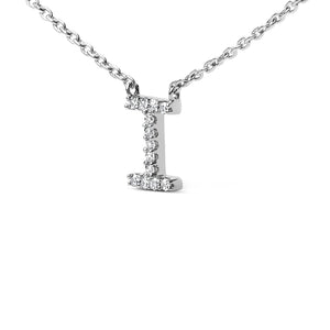 10K White Gold Diamond Accent "A-Z" Block Initial Pendant Necklace