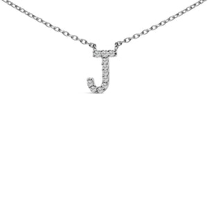10K White Gold Diamond Accent "A-Z" Block Initial Pendant Necklace