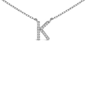 10K White Gold Diamond Accent "A-Z" Block Initial Pendant Necklace