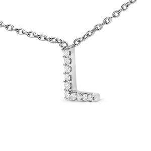 10K White Gold Diamond Accent "A-Z" Block Initial Pendant Necklace
