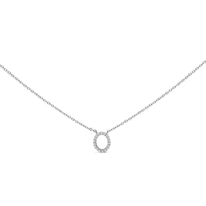 10K White Gold Diamond Accent "A-Z" Block Initial Pendant Necklace