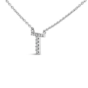 10K White Gold Diamond Accent "A-Z" Block Initial Pendant Necklace