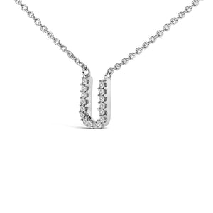 10K White Gold Diamond Accent "A-Z" Block Initial Pendant Necklace