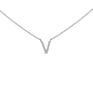 10K White Gold Diamond Accent "A-Z" Block Initial Pendant Necklace