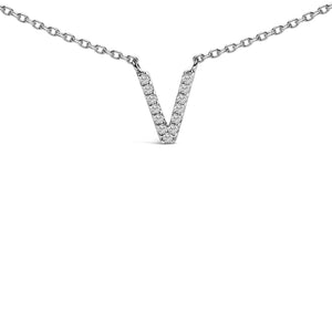 10K White Gold Diamond Accent "A-Z" Block Initial Pendant Necklace