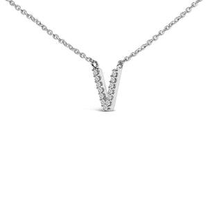 10K White Gold Diamond Accent "A-Z" Block Initial Pendant Necklace