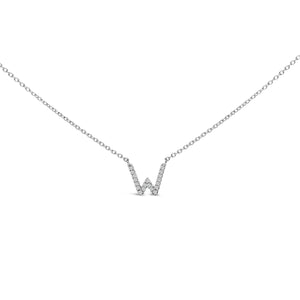 10K White Gold Diamond Accent "A" Block Initial Pendant Necklace