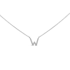 10K White Gold Diamond Accent "A-Z" Block Initial Pendant Necklace