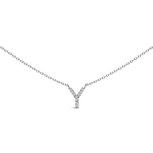 10K White Gold Diamond Accent "A" Block Initial Pendant Necklace