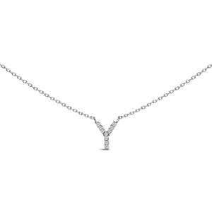 10K White Gold Diamond Accent "A-Z" Block Initial Pendant Necklace