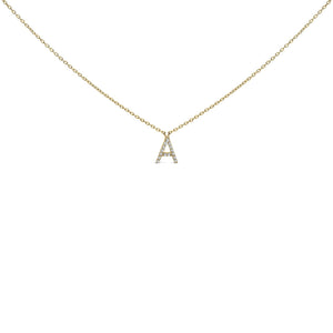 10K Yellow Gold Diamond Accent "A-Z" Block Initial Pendant Necklace