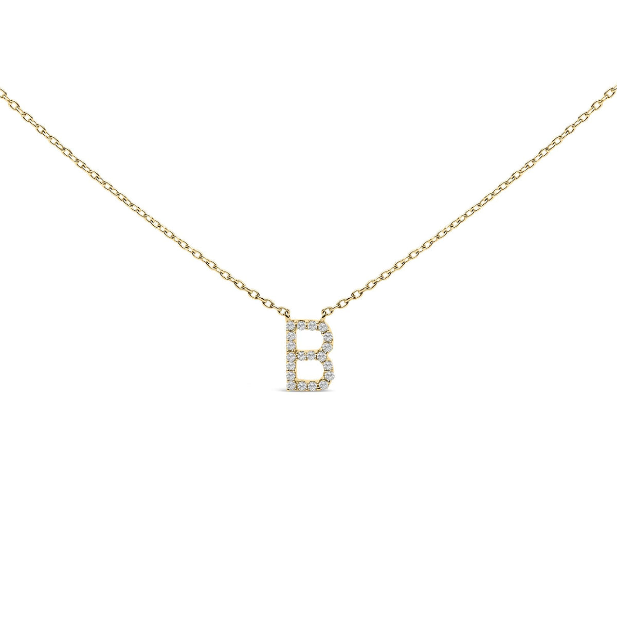 10K Yellow Gold Diamond Accent "A-Z" Block Initial Pendant Necklace