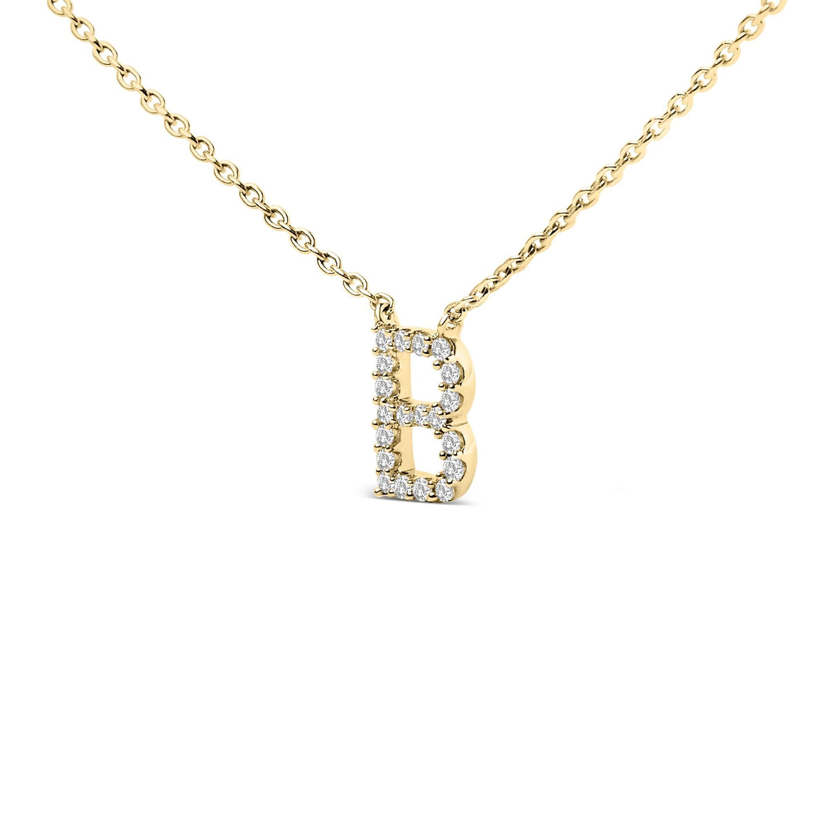 10K Yellow Gold Diamond Accent "A-Z" Block Initial Pendant Necklace