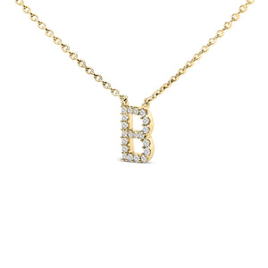 10K Yellow Gold Diamond Accent "A-Z" Block Initial Pendant Necklace