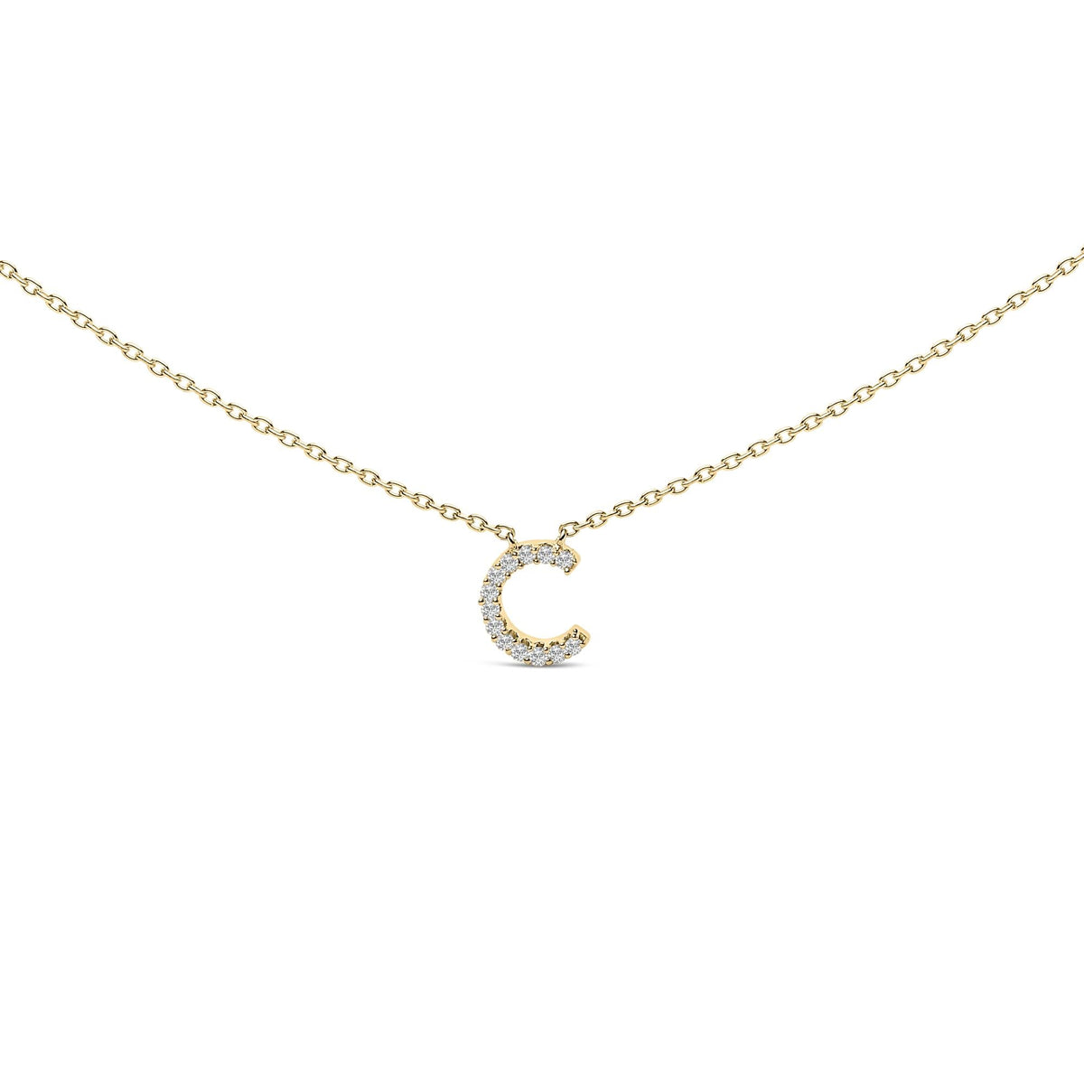 10K Yellow Gold Diamond Accent "A-Z" Block Initial Pendant Necklace