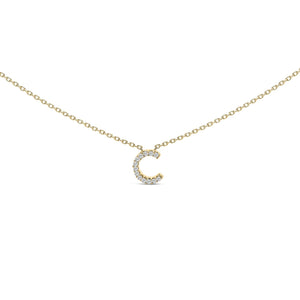 10K Yellow Gold Diamond Accent "A-Z" Block Initial Pendant Necklace