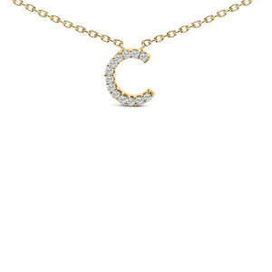 10K Yellow Gold Diamond Accent "A-Z" Block Initial Pendant Necklace