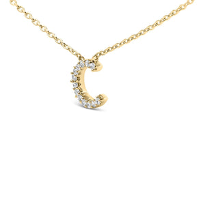 10K Yellow Gold Diamond Accent "A-Z" Block Initial Pendant Necklace