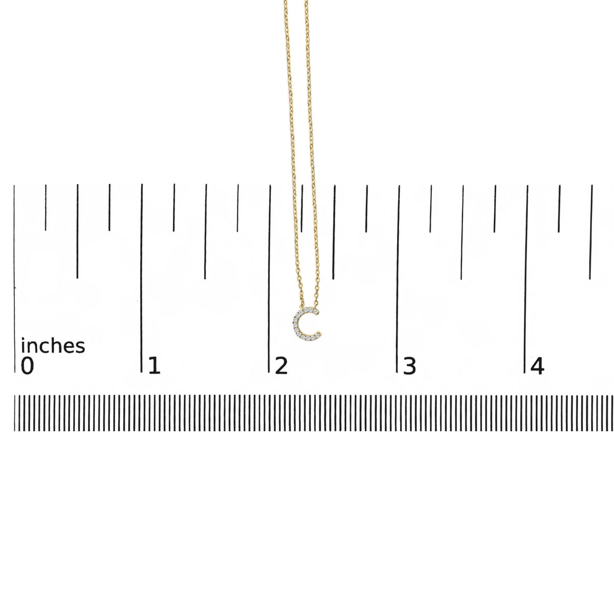 10K Yellow Gold Diamond Accent "A-Z" Block Initial Pendant Necklace