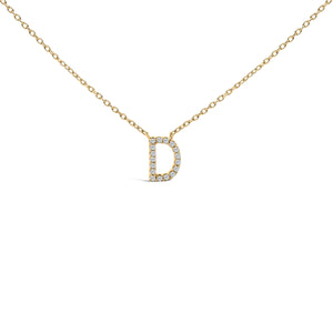10K White Gold Diamond Accent "A" Block Initial Pendant Necklace