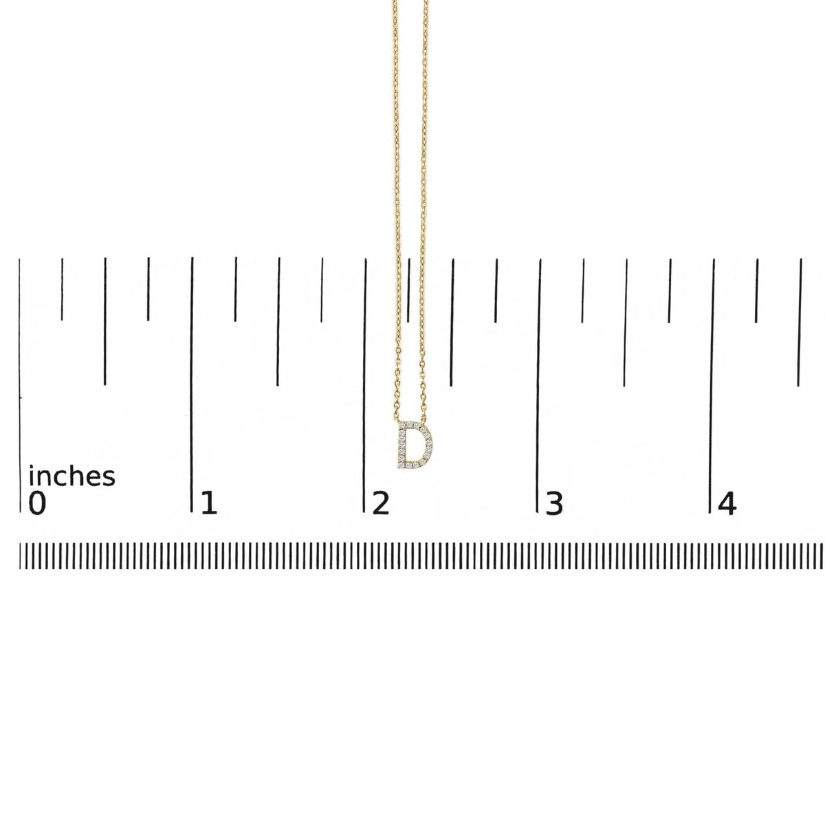 10K Yellow Gold Diamond Accent "A-Z" Block Initial Pendant Necklace