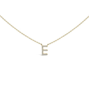 10K Yellow Gold Diamond Accent "A-Z" Block Initial Pendant Necklace