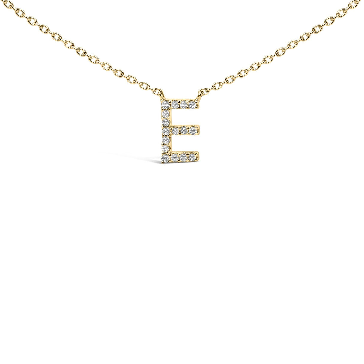 10K Yellow Gold Diamond Accent "A-Z" Block Initial Pendant Necklace