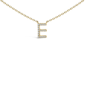 10K Yellow Gold Diamond Accent "A-Z" Block Initial Pendant Necklace