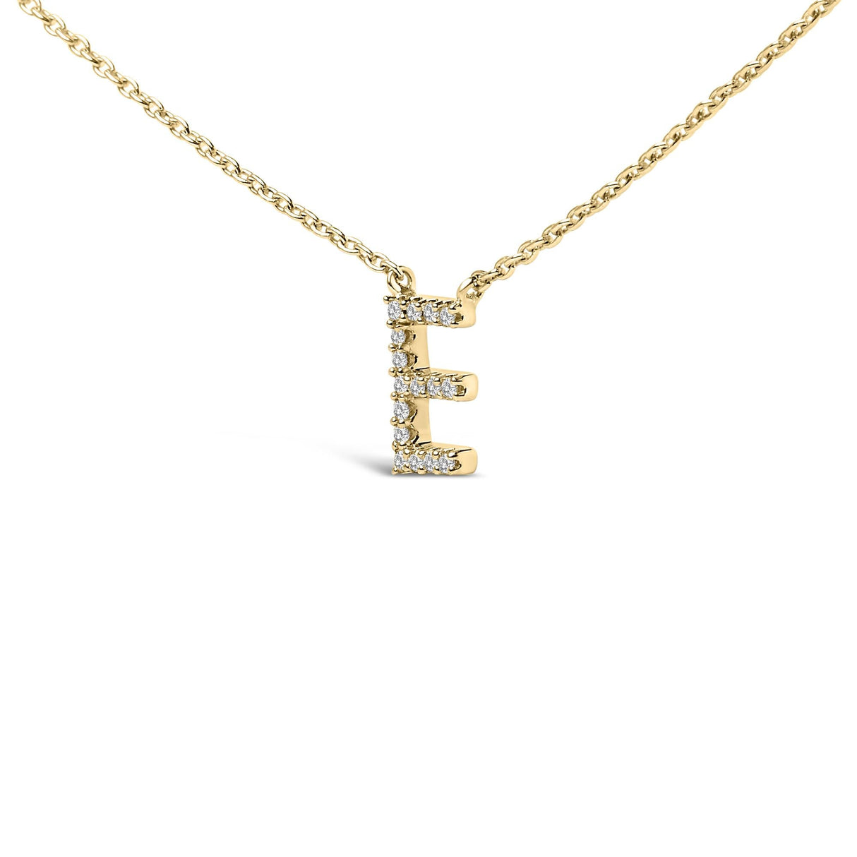 10K Yellow Gold Diamond Accent "A-Z" Block Initial Pendant Necklace