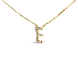 10K Yellow Gold Diamond Accent "A-Z" Block Initial Pendant Necklace