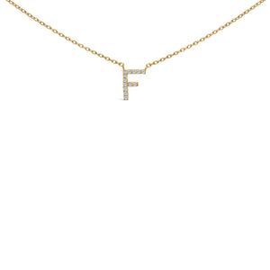 10K White Gold Diamond Accent "A" Block Initial Pendant Necklace