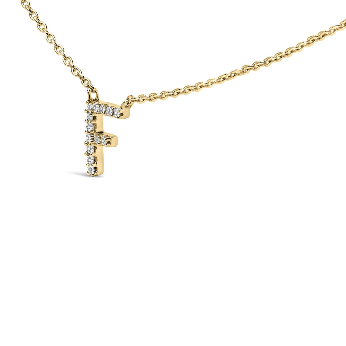 10K Yellow Gold Diamond Accent "A-Z" Block Initial Pendant Necklace