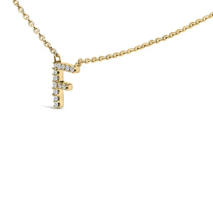 10K Yellow Gold Diamond Accent "A-Z" Block Initial Pendant Necklace