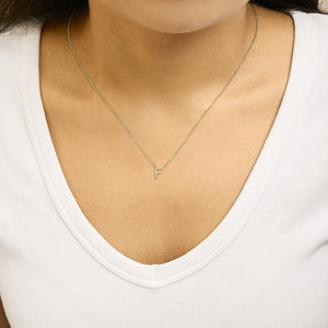 10K Yellow Gold Diamond Accent "A-Z" Block Initial Pendant Necklace
