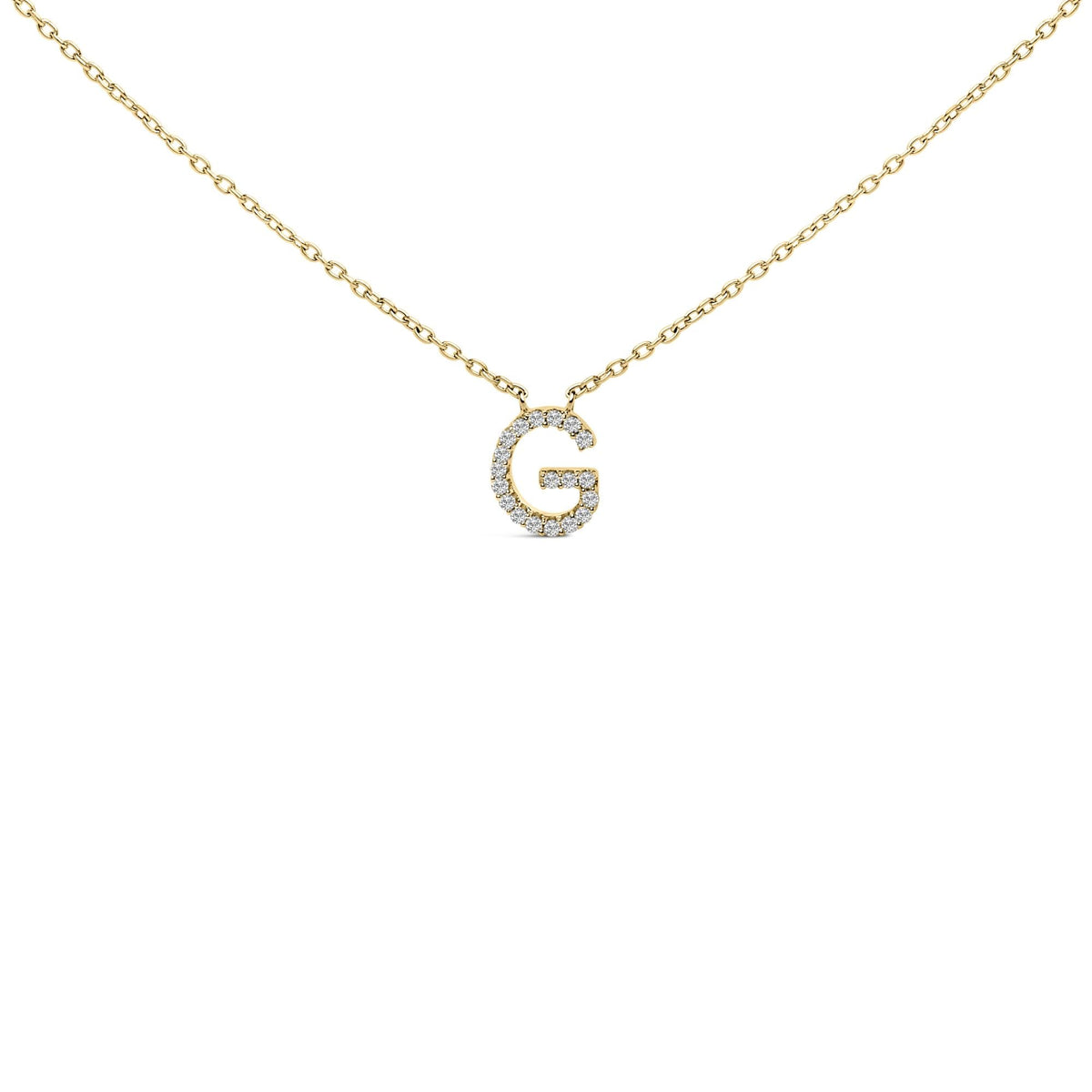 10K Yellow Gold Diamond Accent "A-Z" Block Initial Pendant Necklace