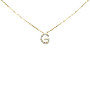 10K Yellow Gold Diamond Accent "A-Z" Block Initial Pendant Necklace