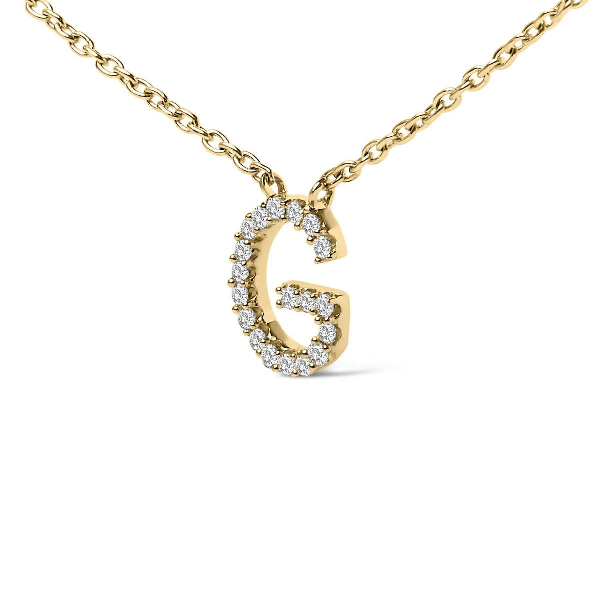 10K Yellow Gold Diamond Accent "A-Z" Block Initial Pendant Necklace